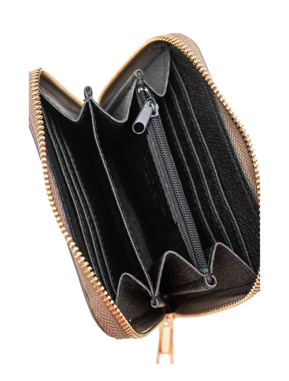 Tom&eva Porte-monnaie En Croûte Cuir Vachette Imprimé Box YUNA BOX 4901B-Taupe