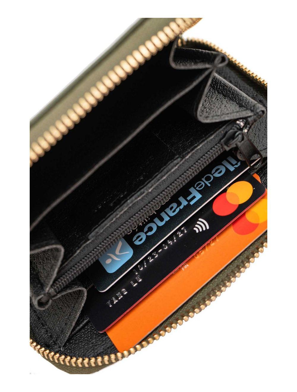 tom&eva Porte-monnaie En Croûte Cuir Vachette Imprimé Box YUNA BOX 4901B-Kaki