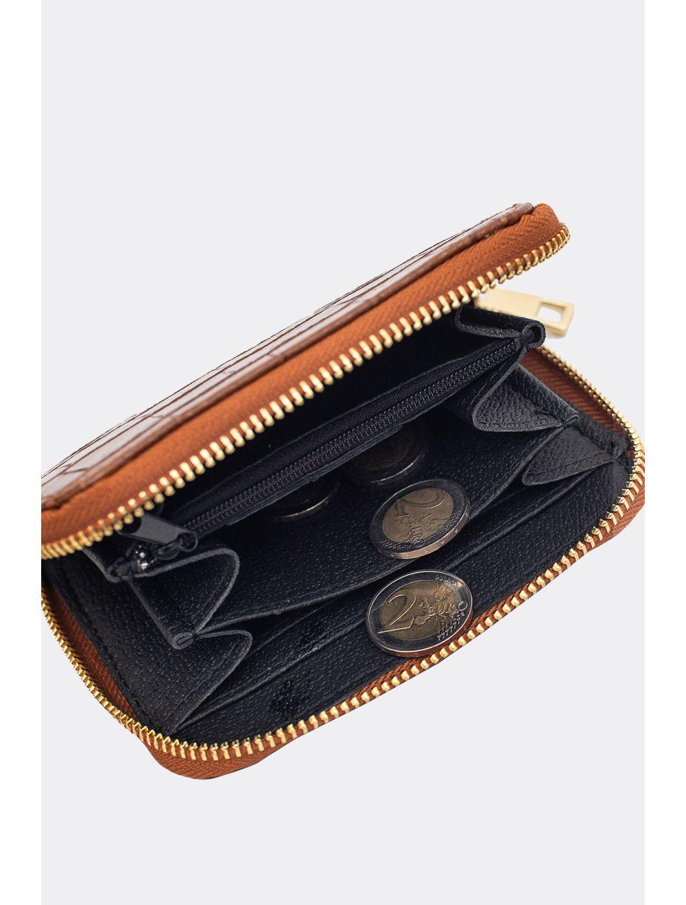 Tom&eva Porte-Monnaie En Croûte De Cuir De Vachette Imprimé Croco-YUNA CROCO 4901-CAMEL