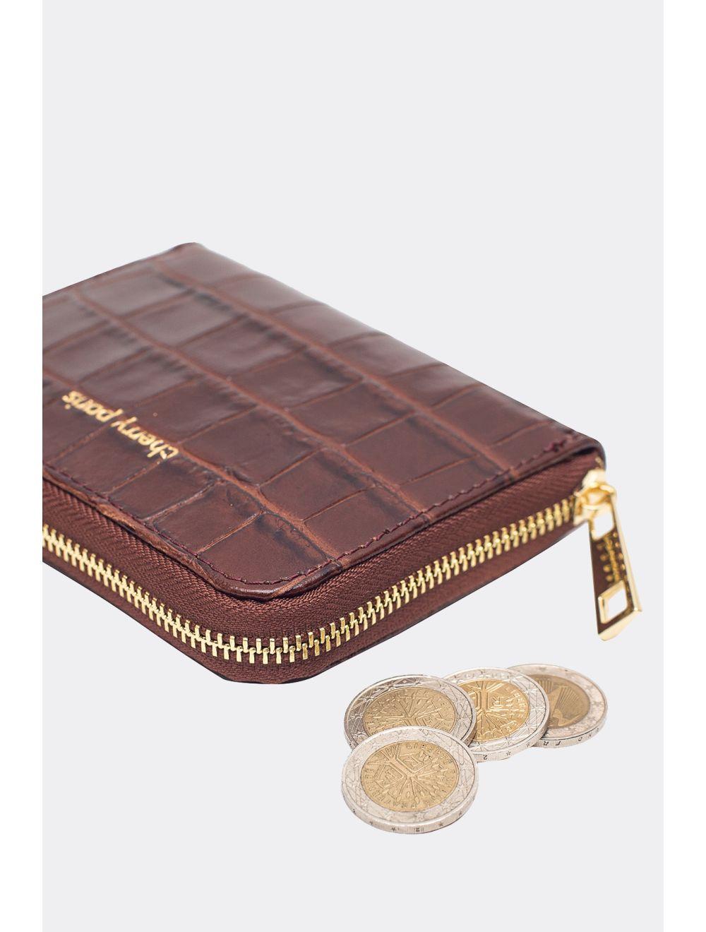 Tom&eva Porte-Monnaie En Croûte De Cuir De Vachette Imprimé Croco-YUNA CROCO 4901-MARRON