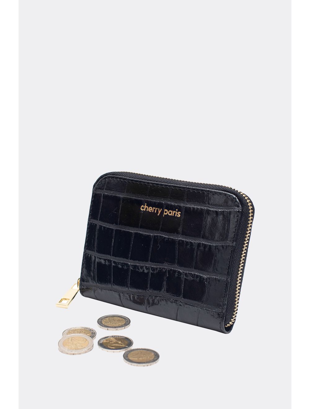tom&eva Porte-Monnaie En Croûte De Cuir De Vachette Imprimé Croco-YUNA CROCO 4901-NOIR