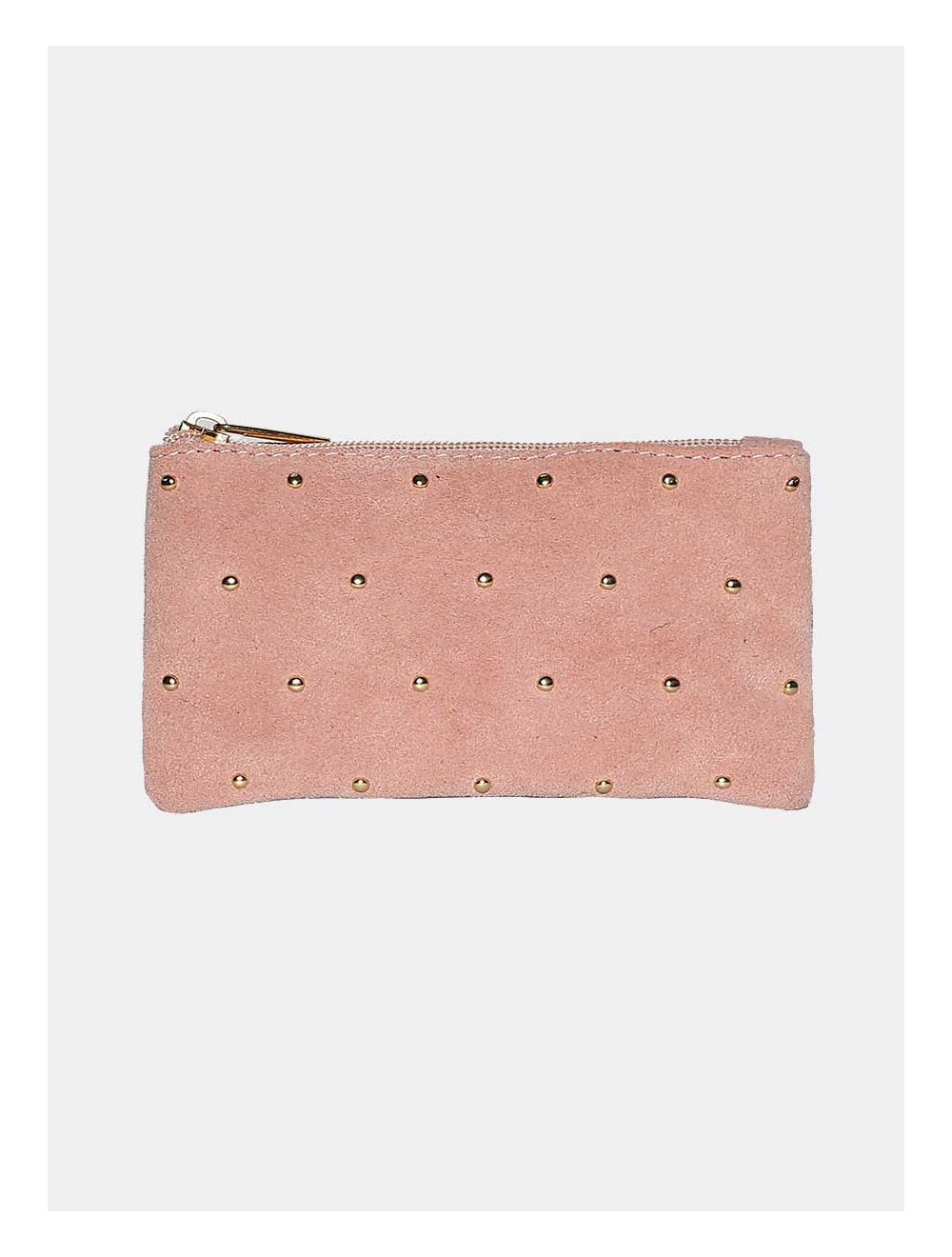 tom&eva Porte-monnaie en croûte de cuir de vachette suède-JENNA 3996-Rose