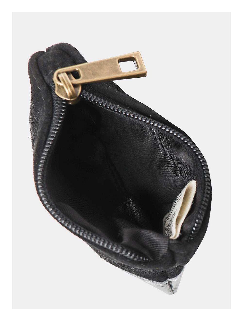 Tom&eva Porte-monnaie En Cuir De Vachette Suède Et Métalisée-ANNE 3995-NoirArgent