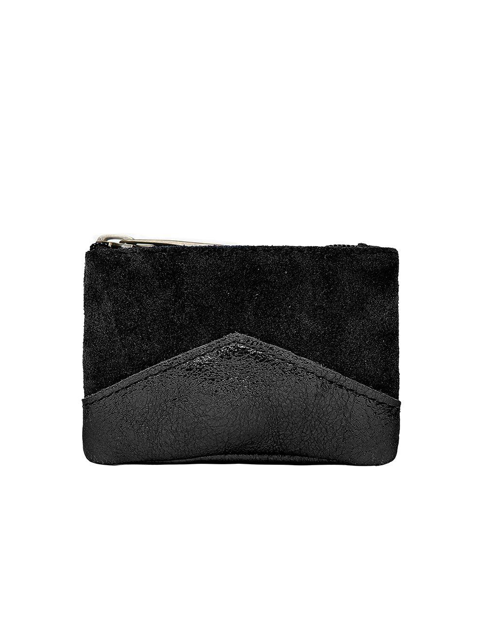 tom&eva Porte-monnaie en cuir de vachette suède et métalisée-ANNE 3995-NOIR