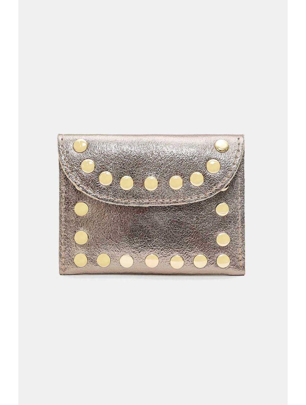 Tom&eva Porte-monnaie En Cuir Métallisé 4904B LEINA METAL-Etain