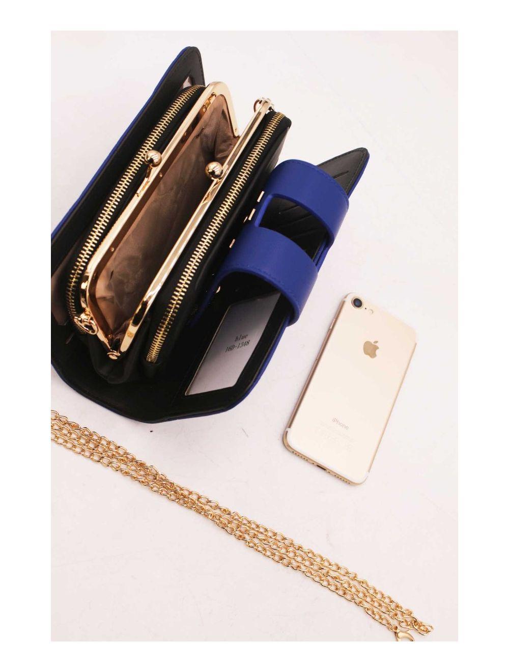 tom&eva Portefeuille Compagnon Femme Avec Lettres et Tassel Métallique 16D-1348-Bleu