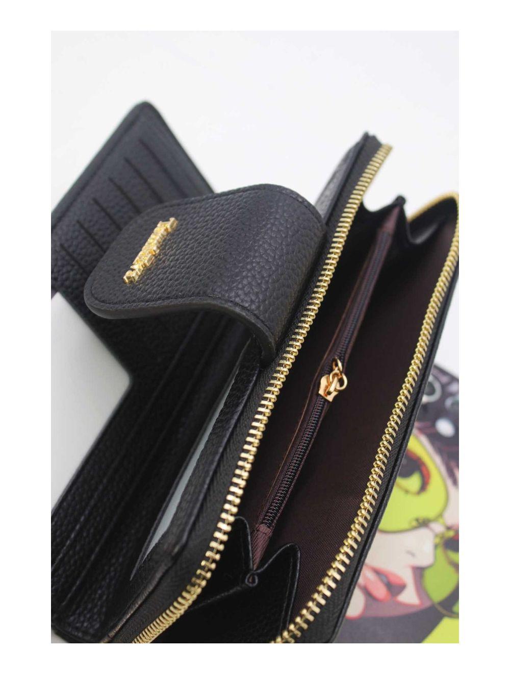 tom&eva Portefeuille Effet Cuir Grainé 24P-5980-Noir