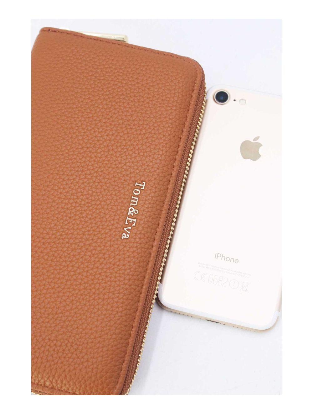 Tom&eva Portefeuille Effet Cuir Grainé 24P-6047-Marron