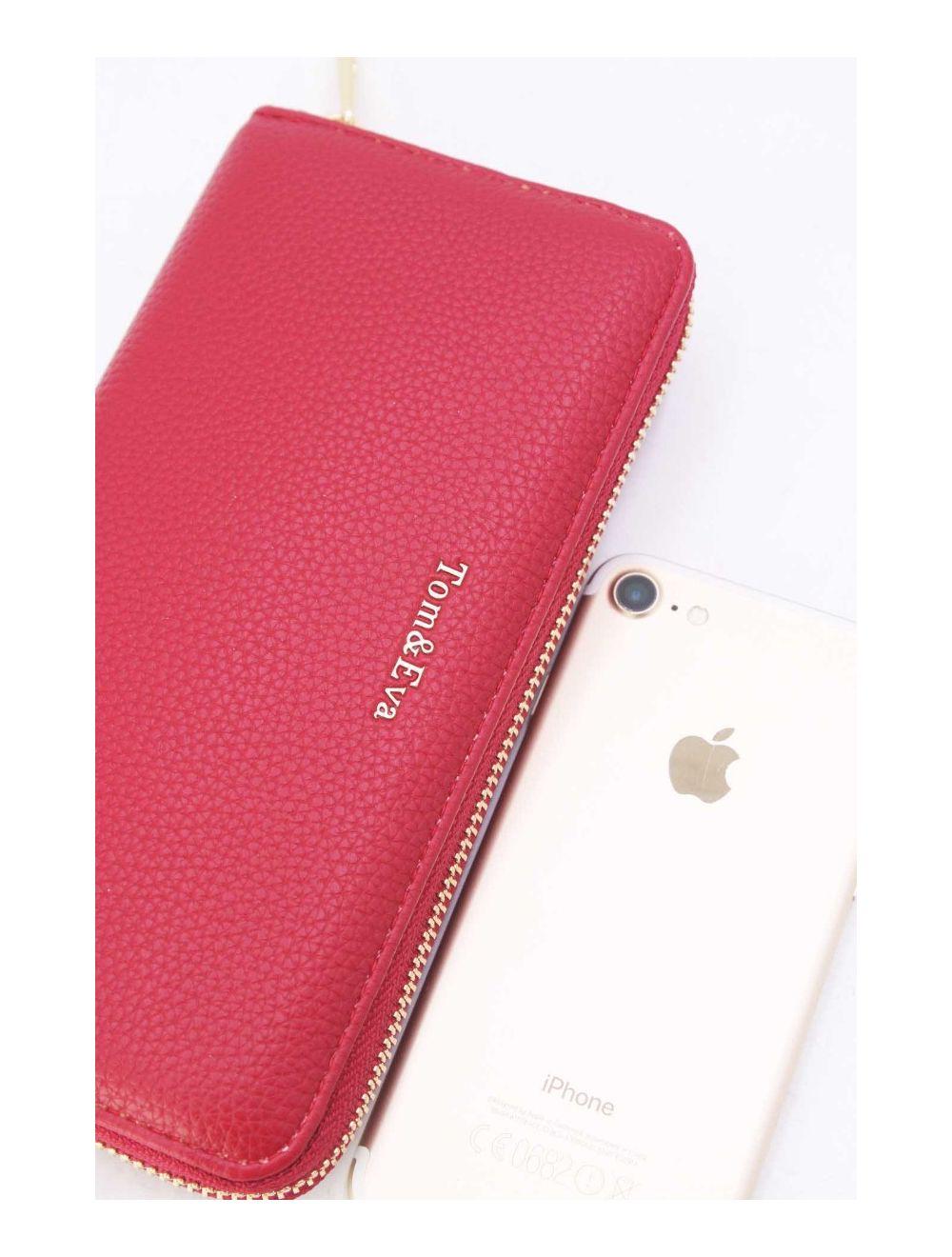 Tom&eva Portefeuille Effet Cuir Grainé 24P-6047-Rouge