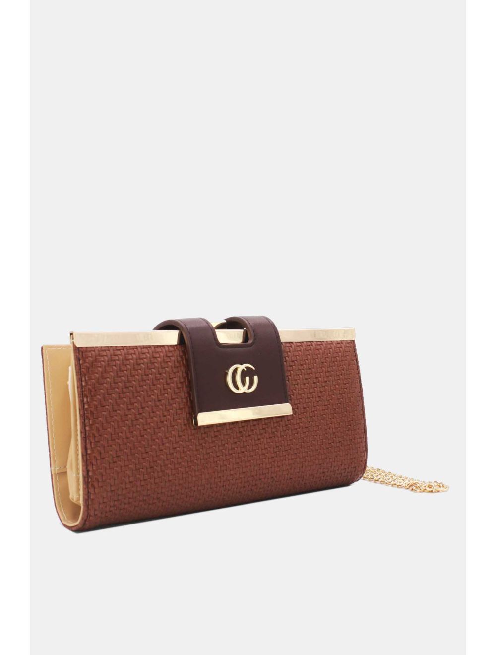 Tom&eva Portefeuille Effet Cuir Tressé Decoré Par Lettres 16D-1350T-Coffee/Brown