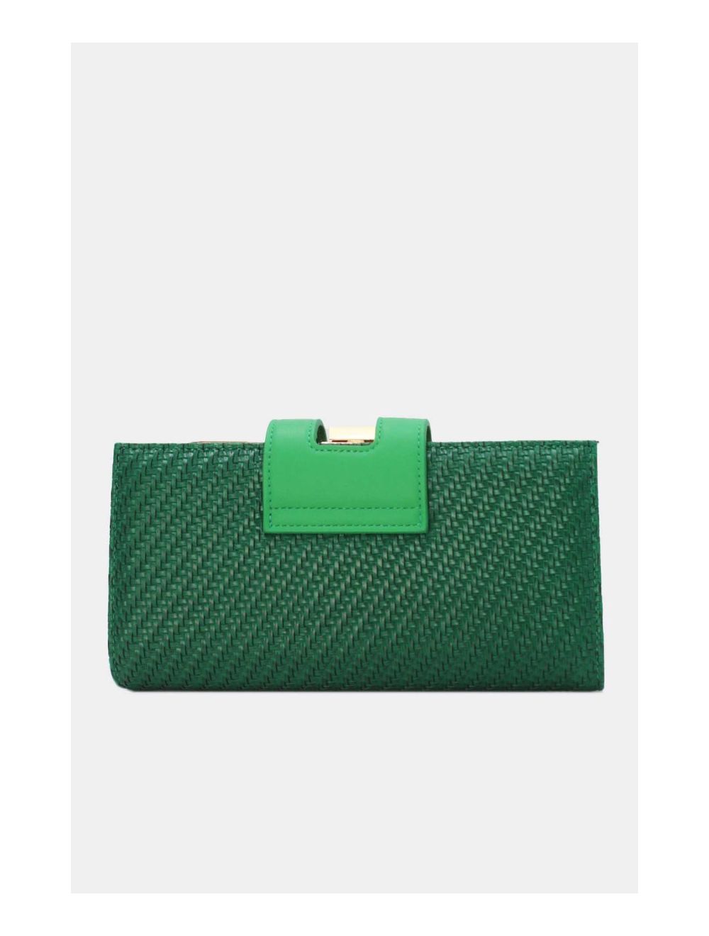 tom&eva Portefeuille Effet Cuir Tressé Decoré Par Lettres 16D-1350T-Green/L.Green