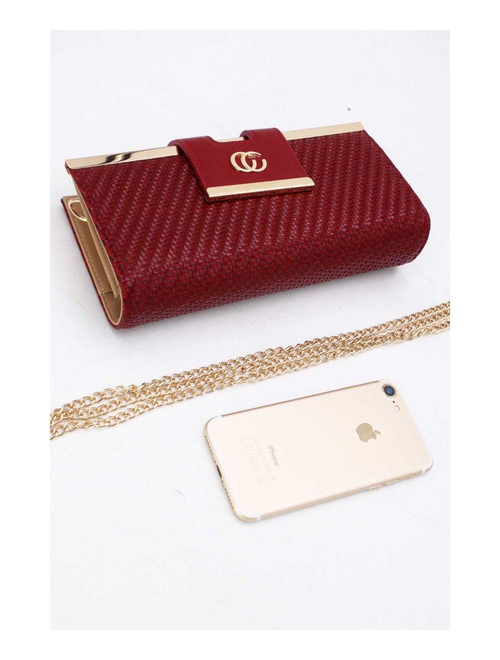 Tom&eva Portefeuille Effet Cuir Tressé Decoré Par Lettres 16D-1350T-Red/Wine