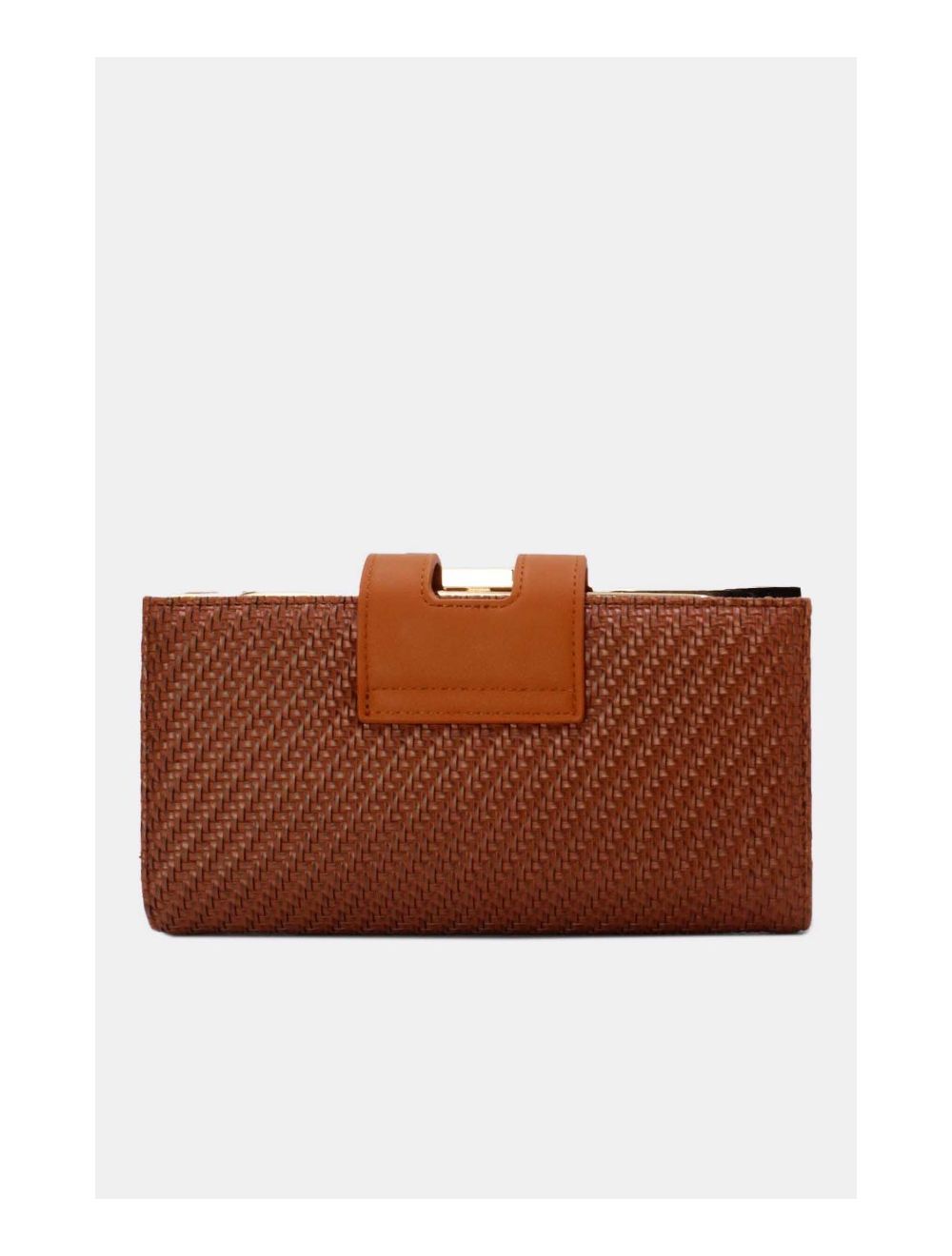 Tom&eva Portefeuille Effet Cuir Tressé Decoré Par Lettres 16D-1350T-Brown/Coffee