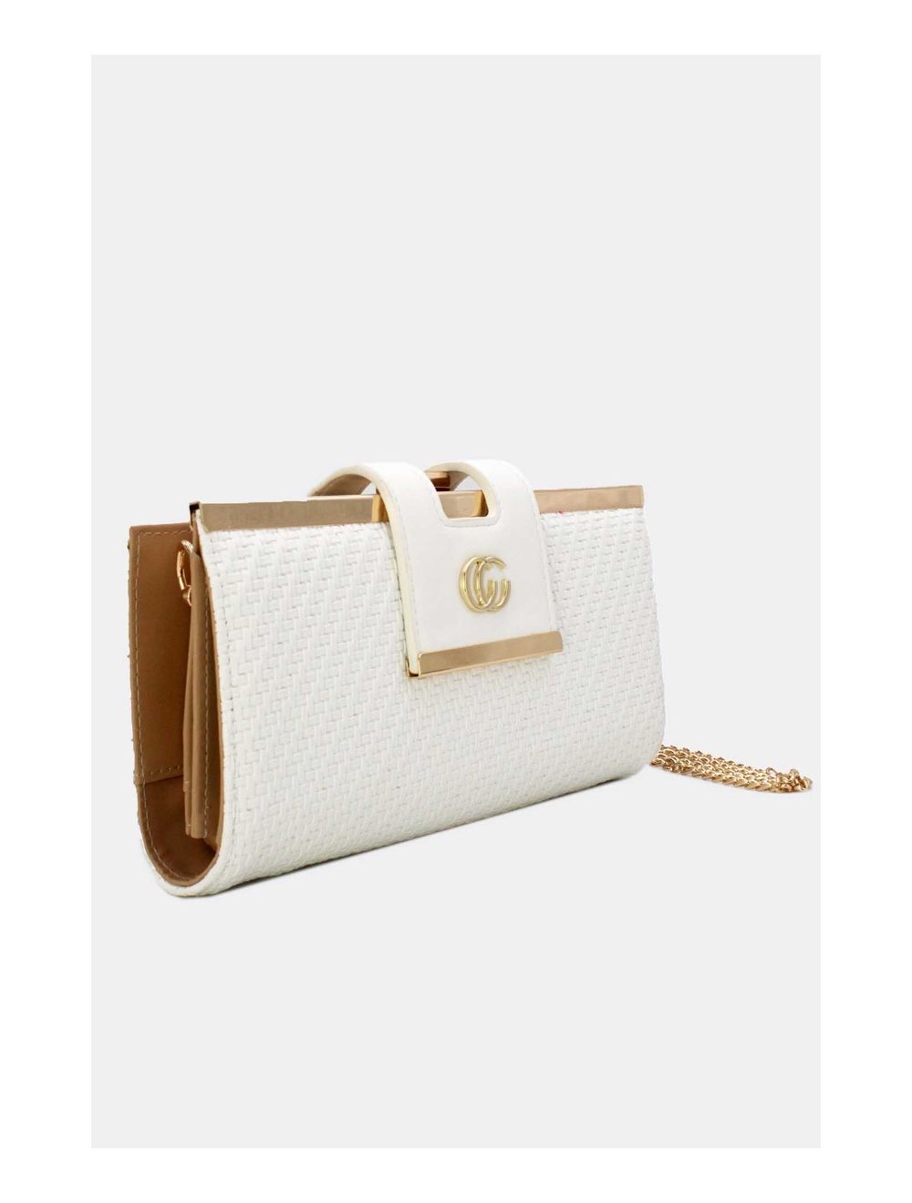 Tom&eva Portefeuille Effet Cuir Tressé Decoré Par Lettres 16D-1350T-Blanc