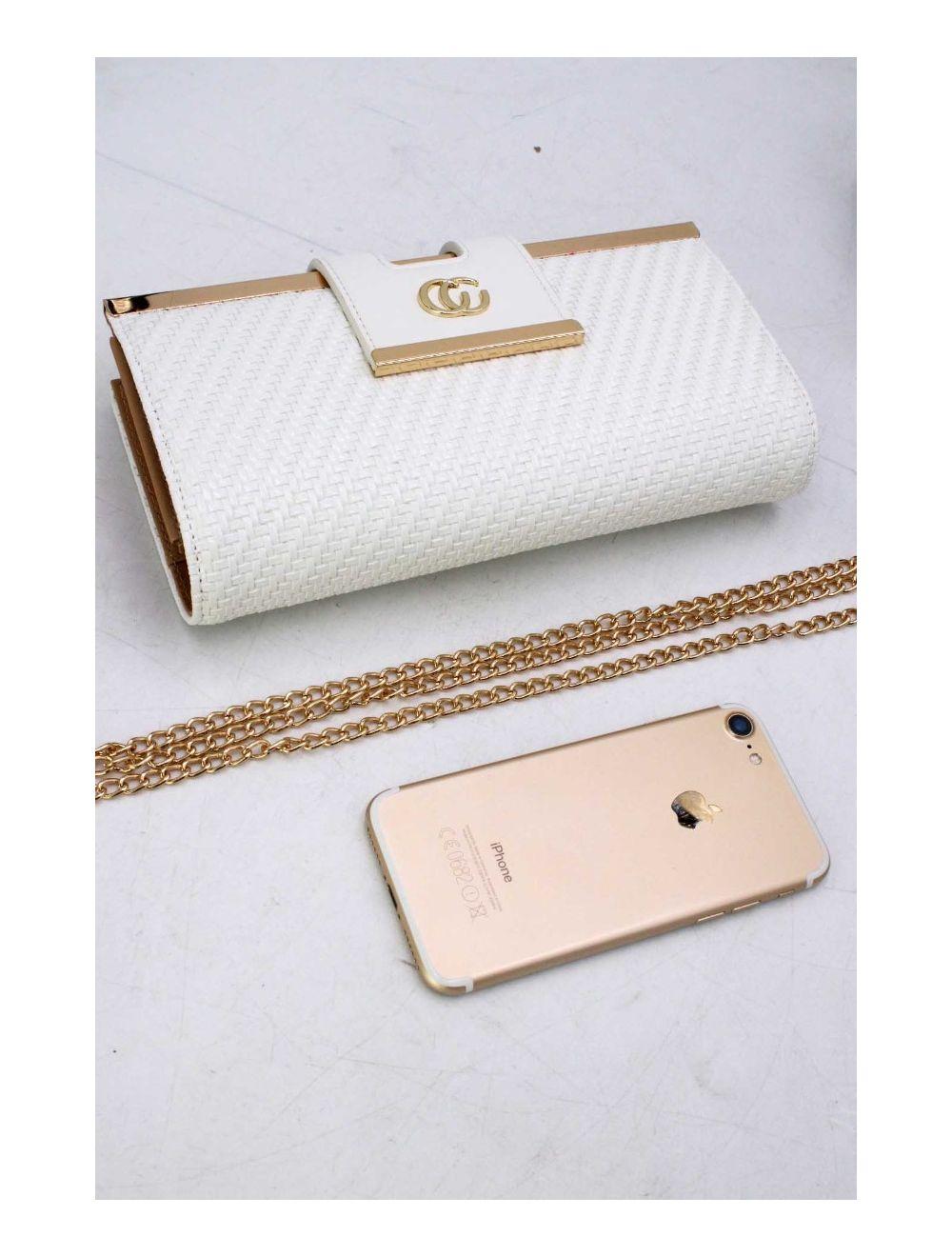 Tom&eva Portefeuille Effet Cuir Tressé Decoré Par Lettres 16D-1350T-Blanc