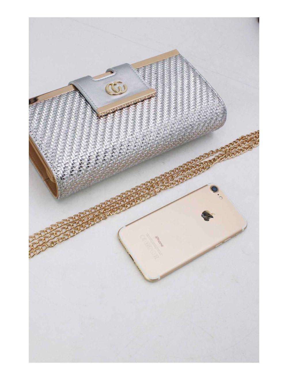 Tom&eva Portefeuille Effet Cuir Tressé Decoré Par Lettres 16D-1350T-Argent