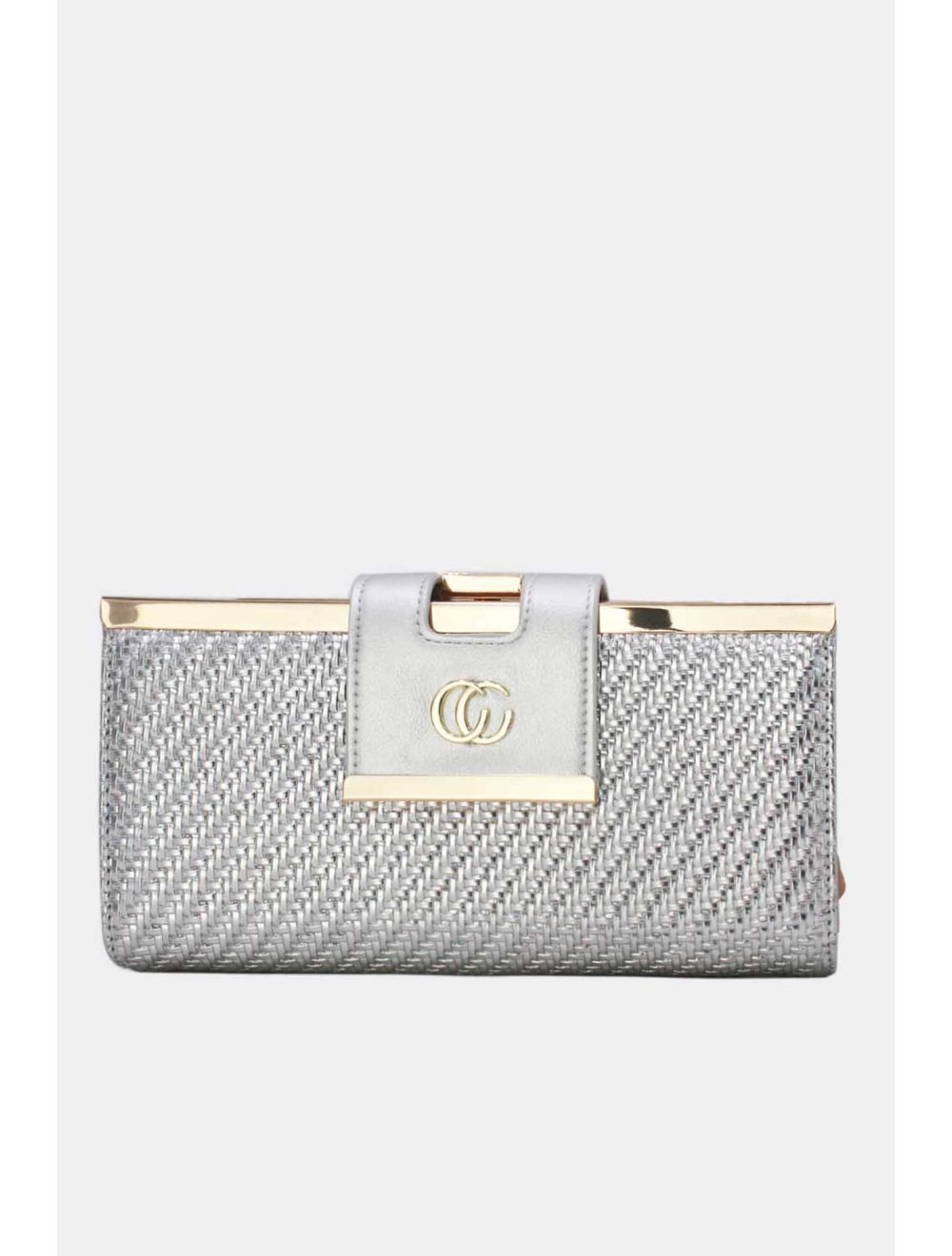 Tom&eva Portefeuille Effet Cuir Tressé Decoré Par Lettres 16D-1350T-Argent