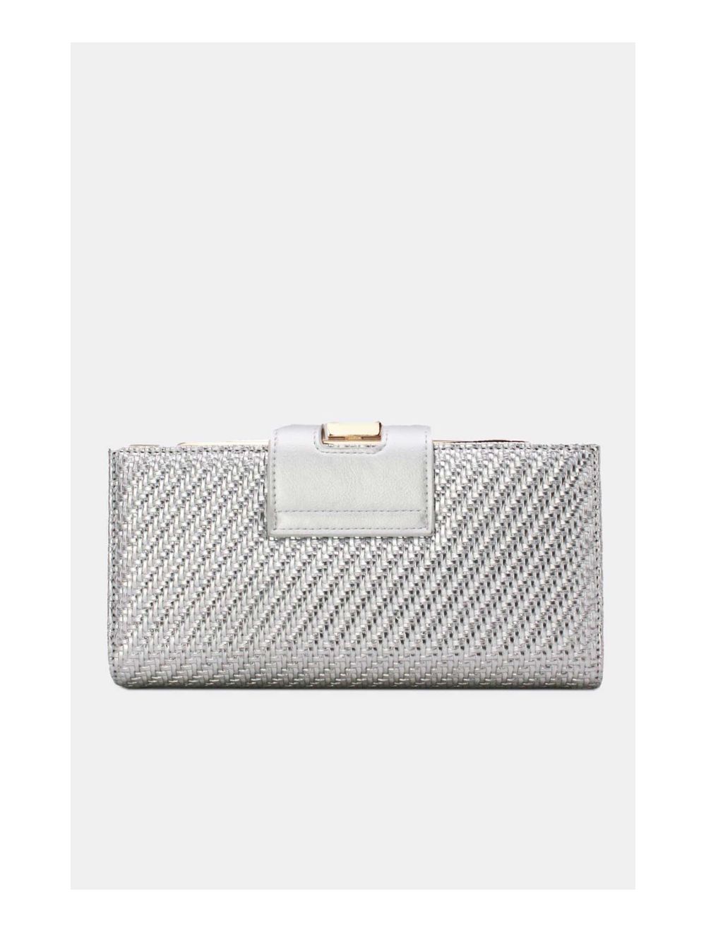 tom&eva Portefeuille Effet Cuir Tressé Decoré Par Lettres 16D-1350T-Argent