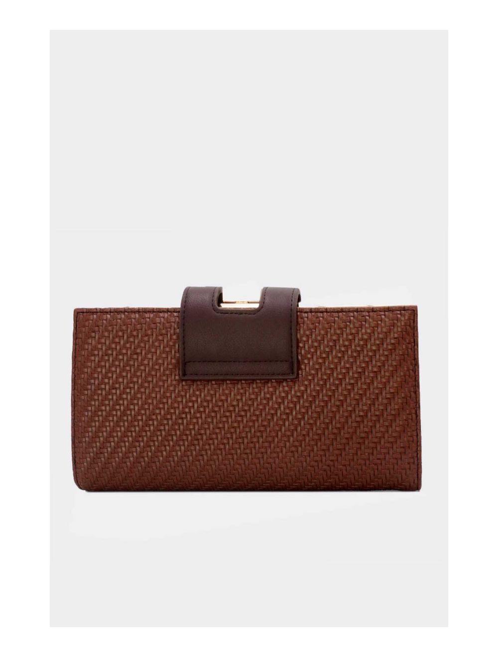 tom&eva Portefeuille Effet Cuir Tressé Decoré Par Lettres 16D-1350T-Coffee/Brown