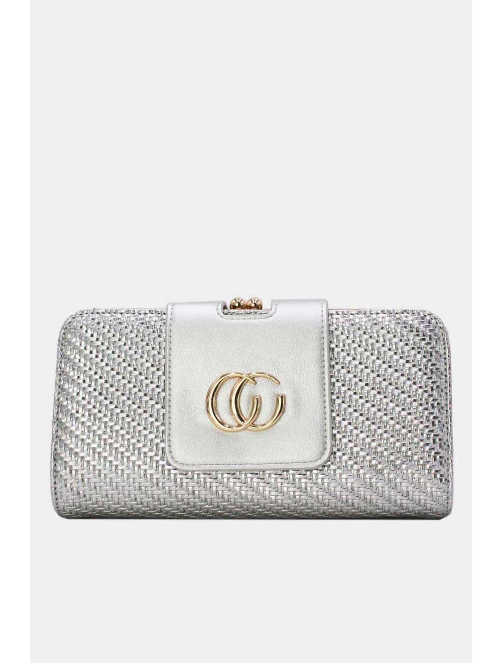 Tom&eva Portefeuille Effet En Paille Multipoches 16D-1349T-Argenté