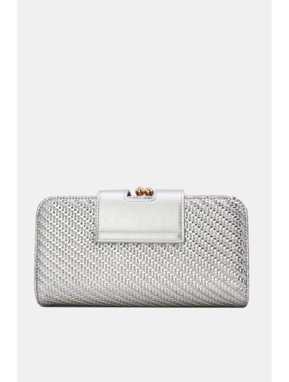 Tom&eva Portefeuille Effet En Paille Multipoches 16D-1349T-Argenté
