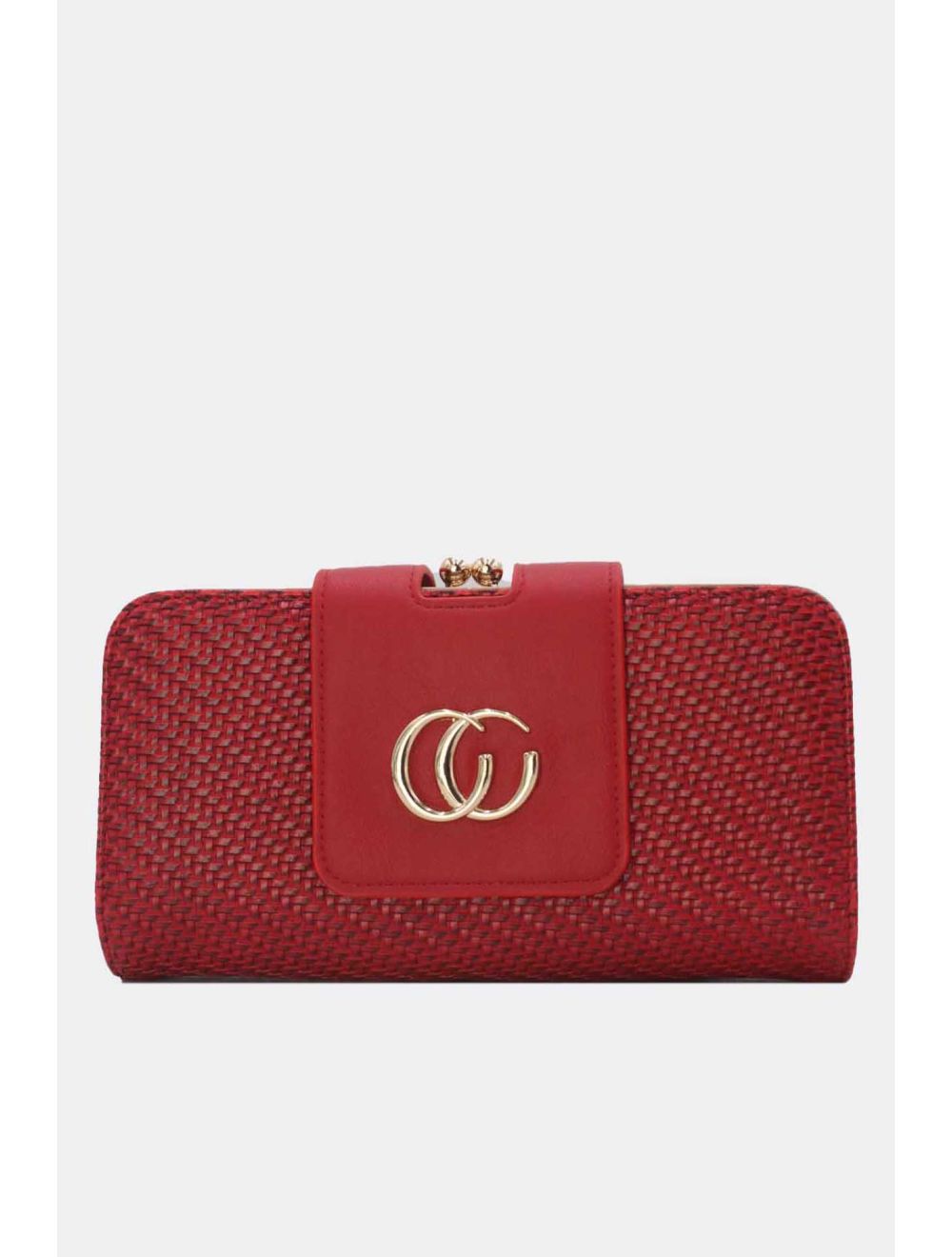 Tom&eva Portefeuille Effet En Paille Multipoches 16D-1349T-Rouge