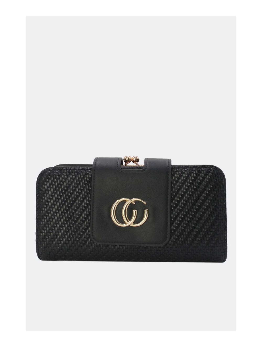 Tom&eva Portefeuille Effet En Paille Multipoches 16D-1349T-Noir