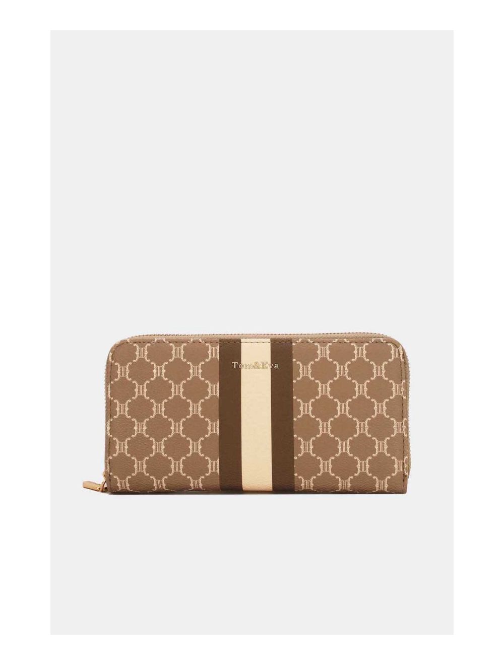 Tom&eva Portefeuille Monogramme à Contour Zippé 23P-5755-Taupe