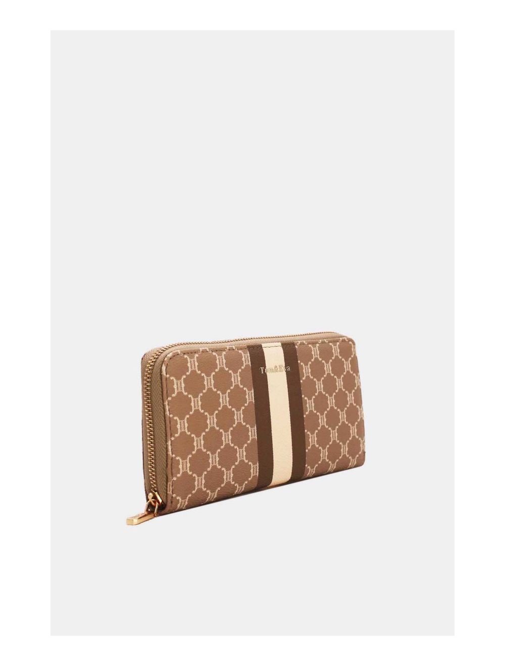 Tom&eva Portefeuille Monogramme à Contour Zippé 23P-5755-Taupe