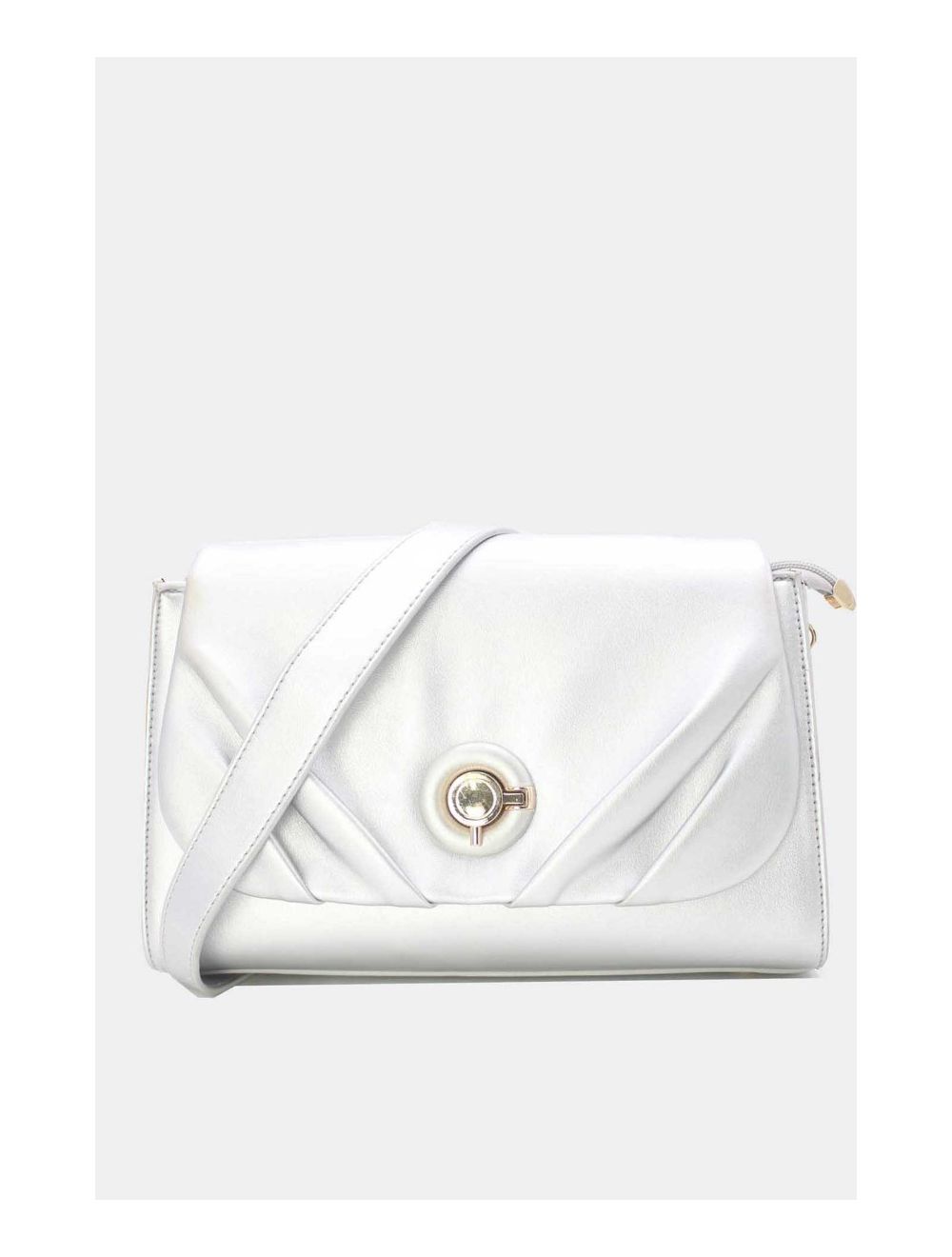 Tom&eva Sac à Bandoulière à Rabat Ruchée 23B-5865-Argenté