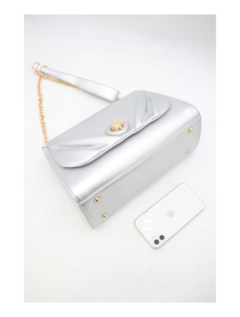 Tom&eva Sac à Bandoulière à Rabat Ruchée 23B-5865-Argenté