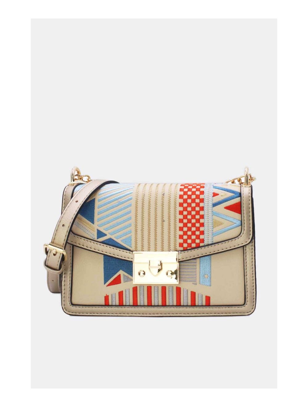 Tom&eva Sac à Bandoulière Brodé Moderne 24P-5950-Beige/Gold