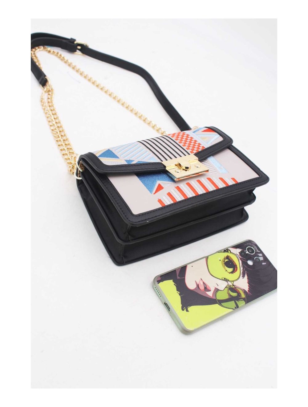 Tom&eva Sac à Bandoulière Brodé Moderne 24P-5950-Grey/Black