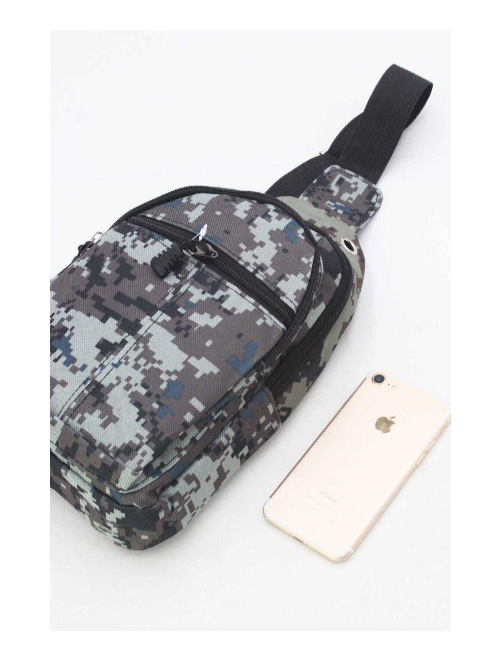 tom&eva Sac à Bandoulière Homme Motif Camouflage -245MB-3080-Gris