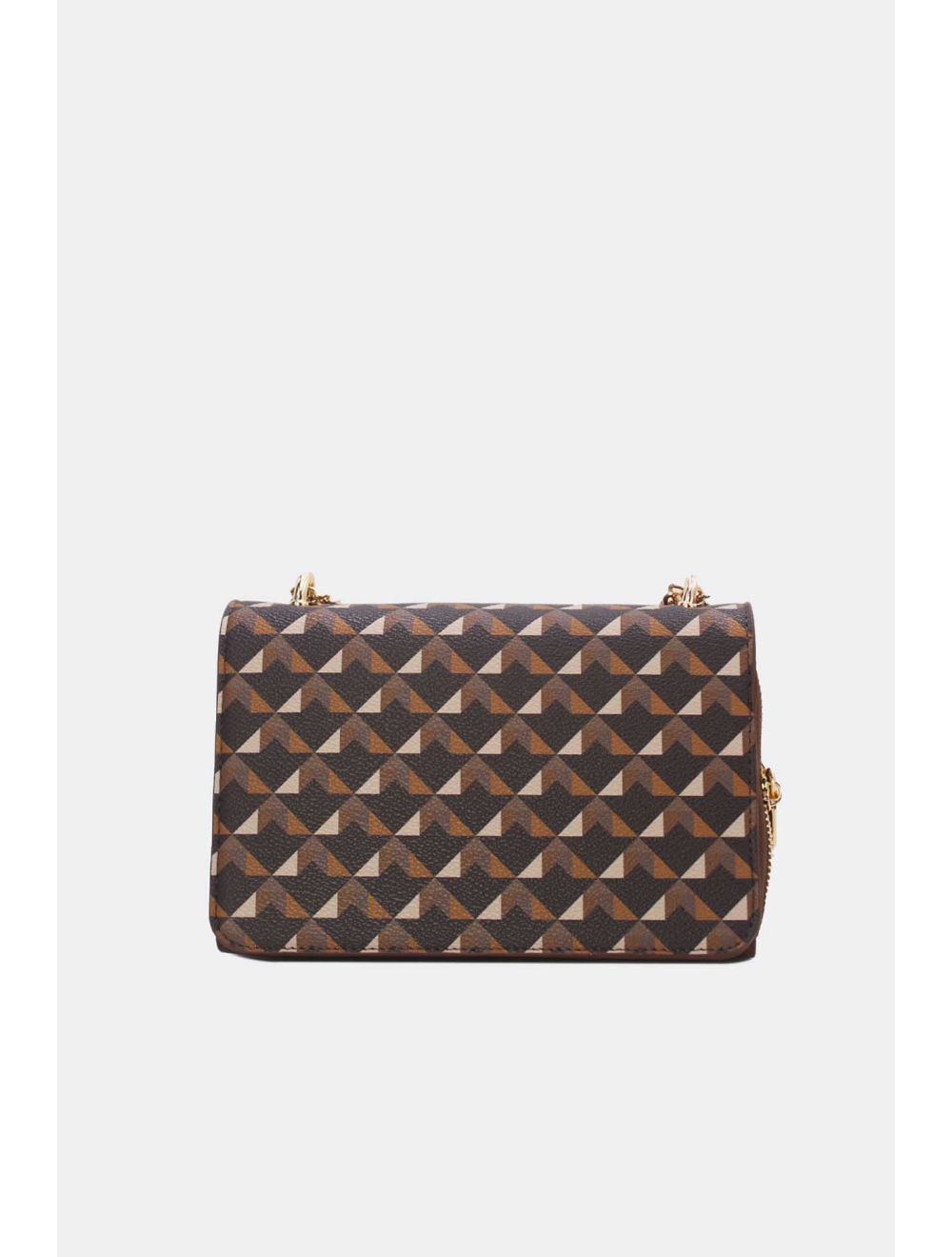 Tom&eva Sac à Bandoulière Motif Géométrique 24P-6085-Café