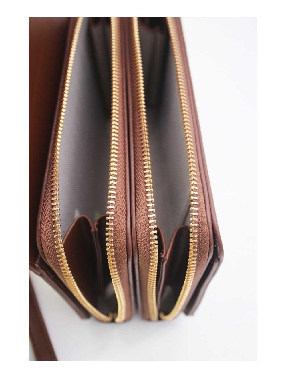 Tom&eva Sac à Bandoulière Motif Géométrique 24P-6085-Café