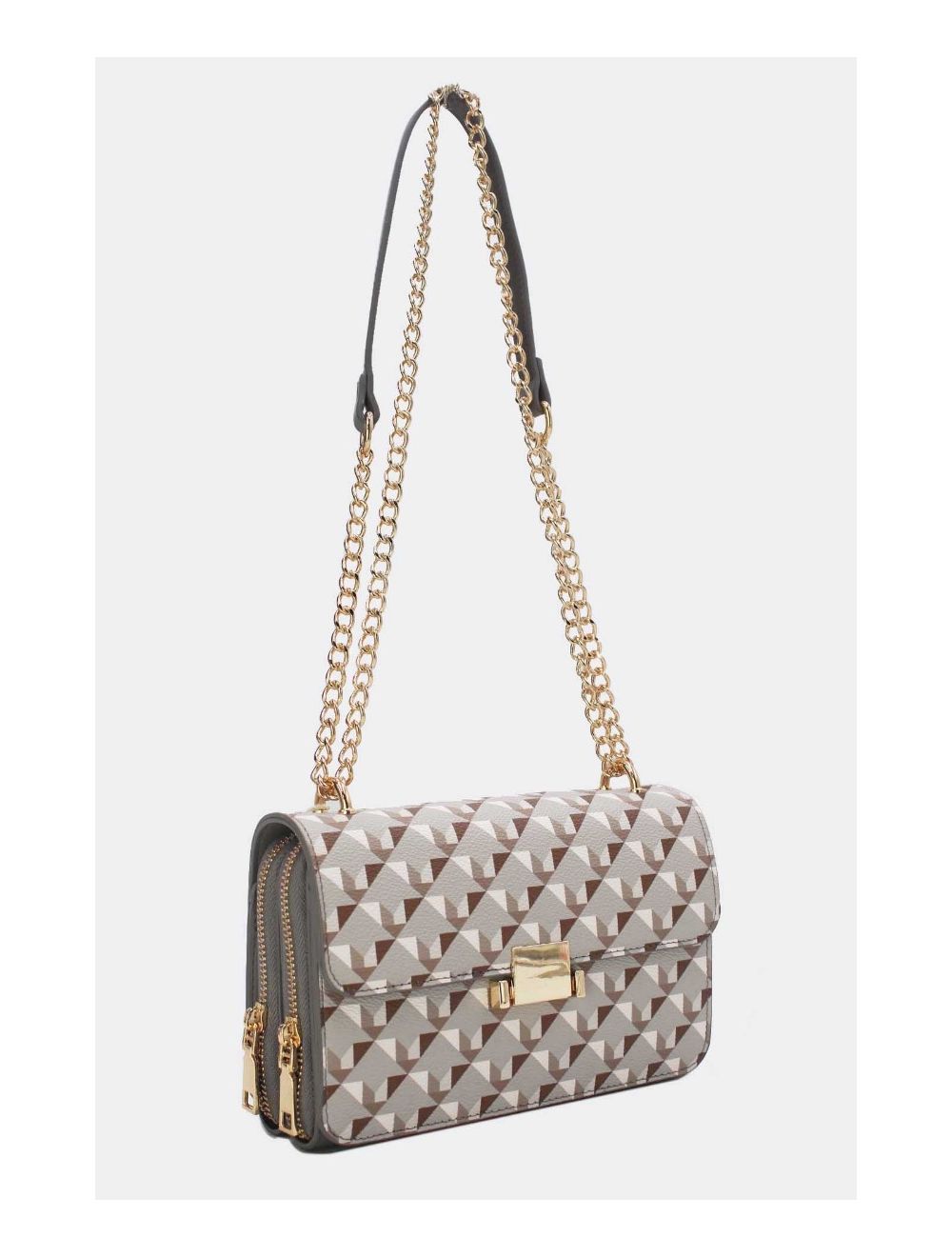 Tom&eva Sac à Bandoulière Motif Géométrique 24P-6085-Gris