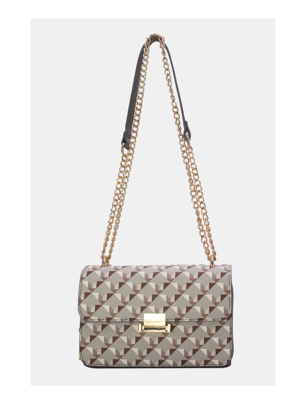 tom&eva Sac à Bandoulière Motif Géométrique 24P-6085-Gris