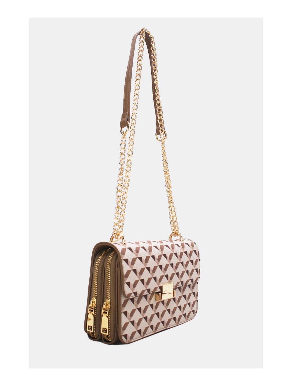 Tom&eva Sac à Bandoulière Motif Géométrique 24P-6085-Kaki