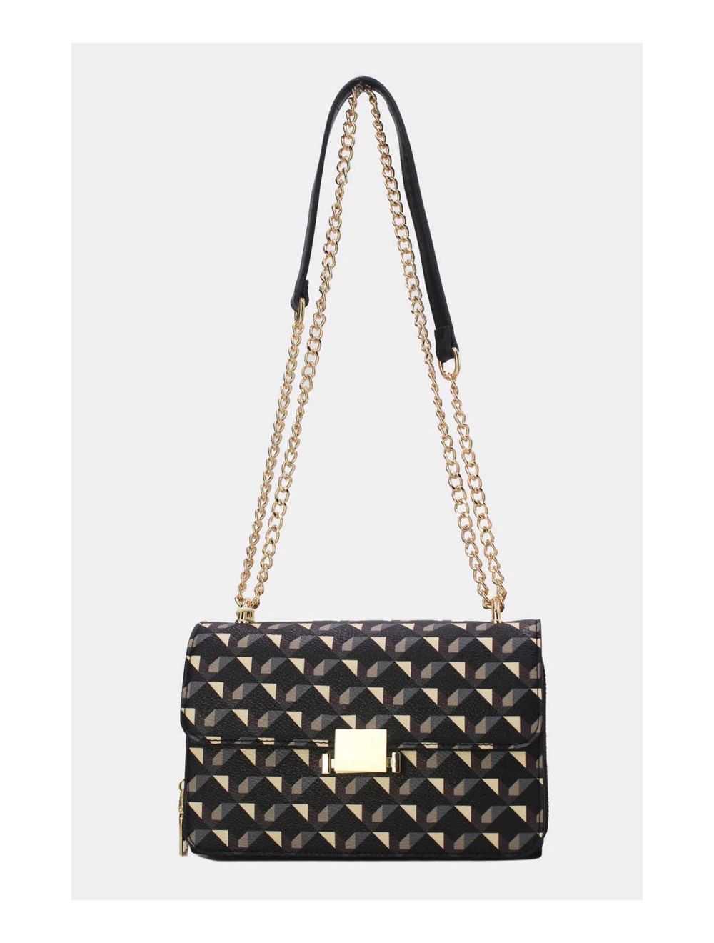 Tom&eva Sac à Bandoulière Motif Géométrique 24P-6085-Noir