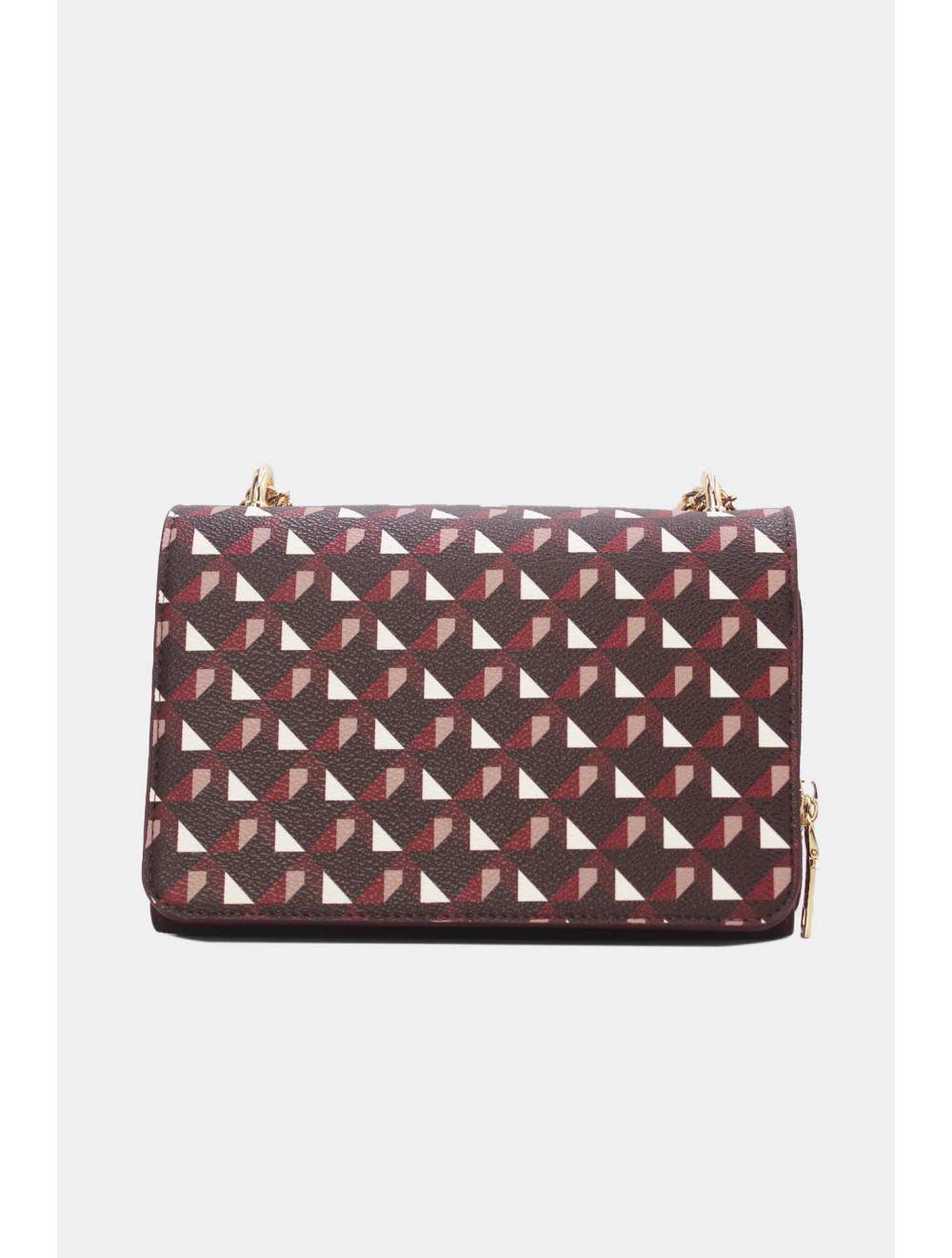 Tom&eva Sac à Bandoulière Motif Géométrique 24P-6085-Rouge