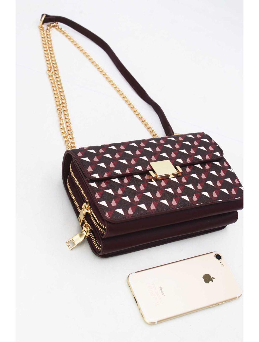 Tom&eva Sac à Bandoulière Motif Géométrique 24P-6085-Rouge