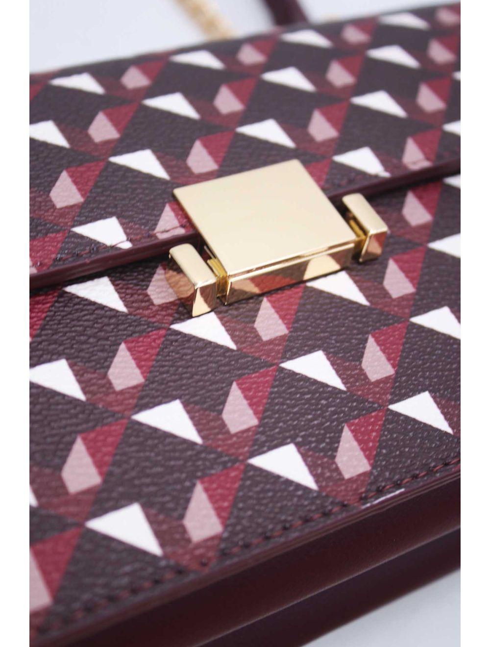 Tom&eva Sac à Bandoulière Motif Géométrique 24P-6085-Rouge