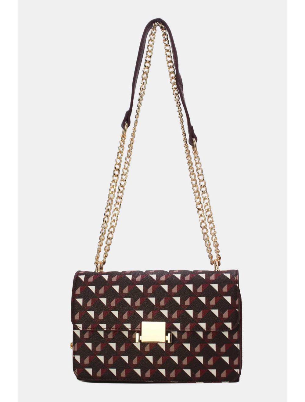 tom&eva Sac à Bandoulière Motif Géométrique 24P-6085-Rouge