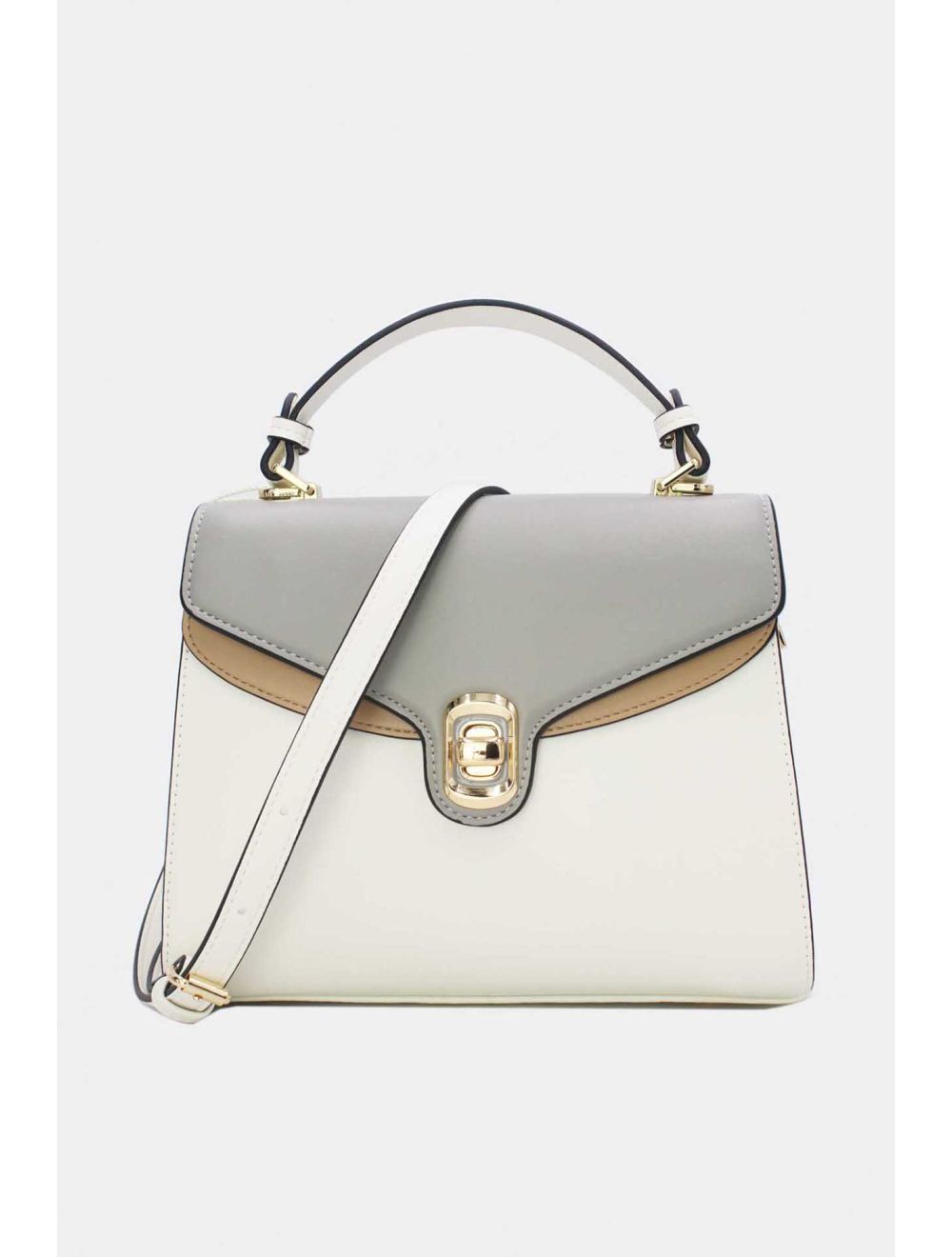 tom&eva Sac à Main à Rabat Chic 24B-6072-Beige/Grey