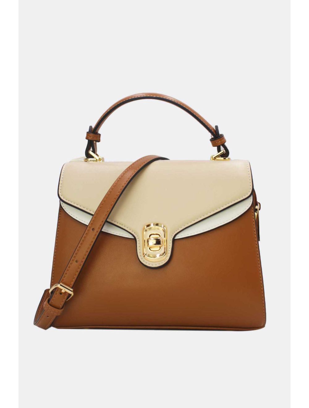 tom&eva Sac à Main à Rabat Chic 24B-6072-Brown/Apricot