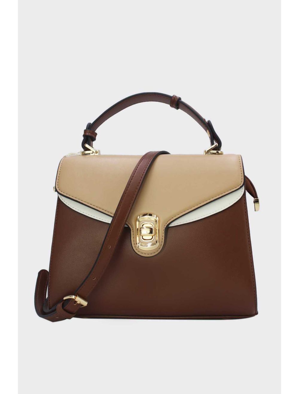 tom&eva Sac à Main à Rabat Chic 24B-6072-Coffee/Apricot