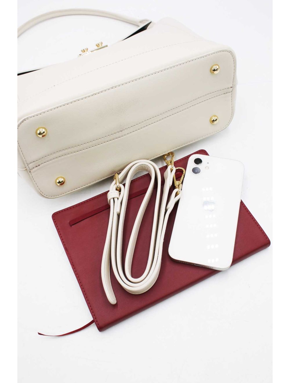 Tom&eva Sac à Main à Rabat Minimaliste Avec Ceinture-6875-Blanc