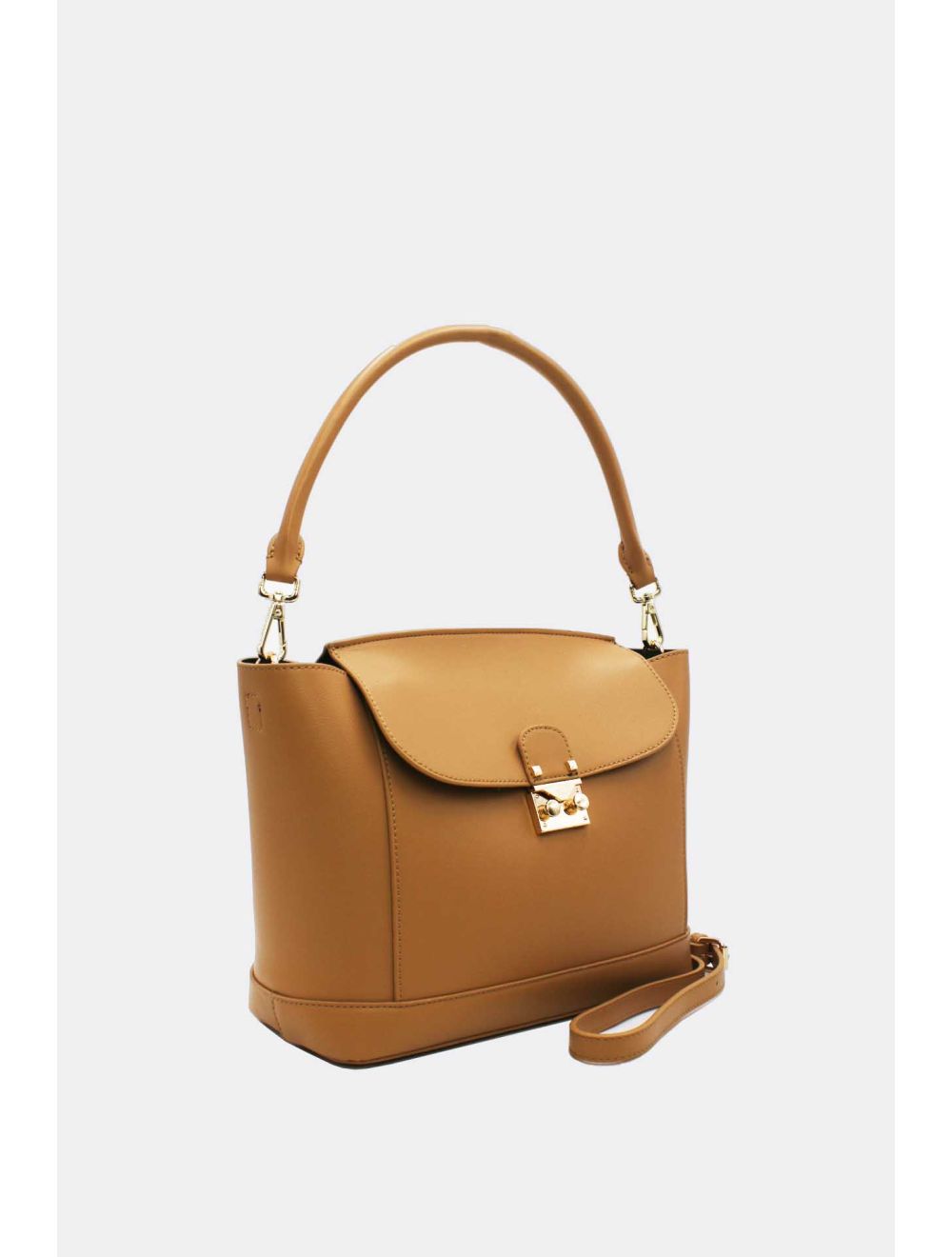 Tom&eva Sac à Main à Rabat Minimaliste Avec Ceinture-6875-Camel