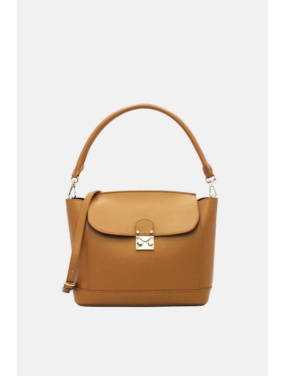 tom&eva Sac à Main à rabat minimaliste Avec Ceinture-6875-Camel